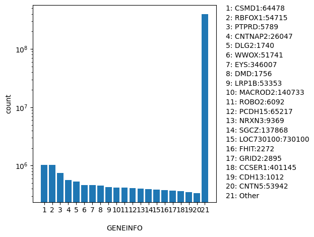 GENEINFO HISTOGRAM FOR GENEINFO